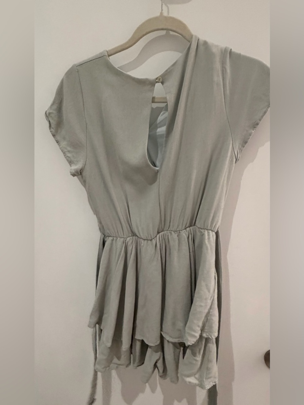 Soft Sage Tiered Short-Sleeve Dress/romper